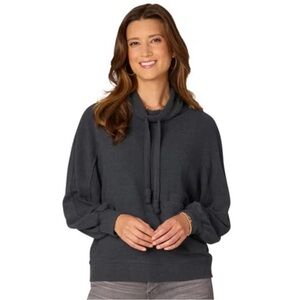 New Democracy Cowl Neck Drawstring Pullover Sweatshirt Cozy Loungewear M Gray